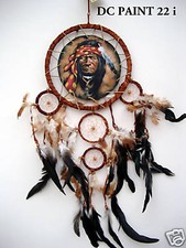BRAND NEW BROWN LEATHER NATIVE DREAM CATCHER WITH INDIAN PAINTING / dcpaint22i