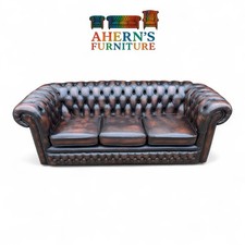 Antique Brown Leather Chesterfield 3 Seater  sofa FREE DELIVERY