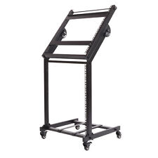 12U Mobile DJ Booth Desk Stand Adjustable Mixer Laptop Table Rolling Stage Cart