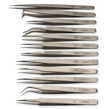 Set of 12 Tweezers Watchmaker & Jewellers Watch Repair Non Magnetic Steel Tools