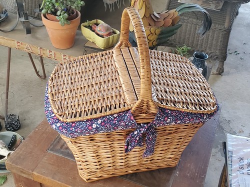 Vintage handwoven wicker - handwoven,