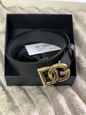 D&G Lux leather belt with crossover D&G logo buckle