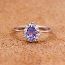 18k White Gold Plated Pear Cut