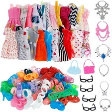 32Pcs Barbie Doll Clothes Bundle Dresses Shoes Set Lot Accessories Girl Toy Gift