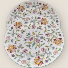 Minton Haddon Hall 2x Dinner Plates 10.75” Green Wavy Edge Hardly Used Excellent