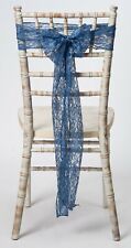 Petrol Moonlight Blue Lace Wedding Chair Sash, 1,10,25,50,100