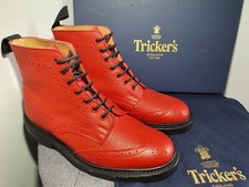 Trickers 'Stow' Brogue Boots Red UK 7 Dainite Soles Brand New 