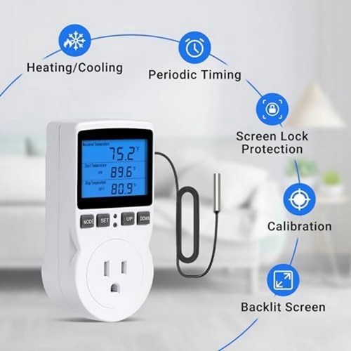 Digital thermostat outlet - digital, plug