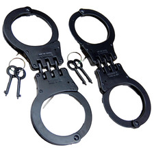 Double Lock Black Steel 2pcs police handcuffs Professional