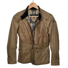 Belstaff Roadmaster Womens Wax Jacket UK 6 XS IT 38 Khaki Brown Tan Biker Belted