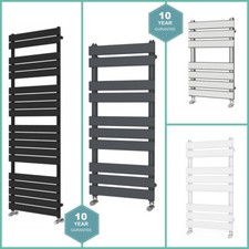 Designer Flat Panel Heated Bathroom Towel Rail Radiator Chrome White Grey Black