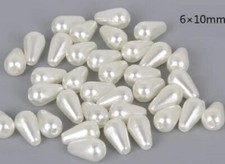 Var Sizes Ivory White Faux Pearl Teardrop Beads Tear Drop Water Drop Sewing K96