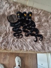 12A 18+20+22&16INCH CLOSURE CAMBODIAN VIRGIN HUMAN HAIR BODY WAVE NATURAL BLACK