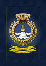 HMS ALBION FRAMED SHIPS BADGE / CREST - HUNDREDS OF HM SHIPS IN STOCK