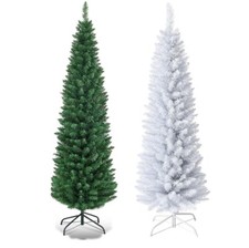 Slim Christmas Pencil Tree Pine Artificial Bushy XMAS Decoration 4FT 5FT 6FT 7FT