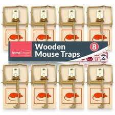 8 Wooden Mouse Traps Traditional Mice Rodent Pest Control Trap Reusable Durable