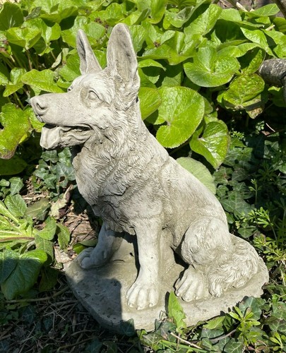 Sitting alsatian stone statue - sitting,
