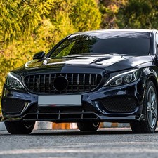 FOR 2015-18 MERCEDES C CLASS W205 PANAMERICANA GT STYLE BLACK FRONT GRILL GRILLE
