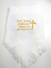 Personalised Baby Shawl Large Blanket Embroidered Christening Baptism gift