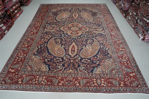 Large handmade wool rug navy - wool,