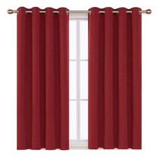 Plain Ready Made Thermal Blackout Curtains Eyelet Ring Top with Free Tie Backs