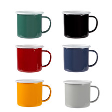 Coloured Enamel Mugs Home Outdoor Metal Camping Tea Coffee Hot Drinks Cups 375ml