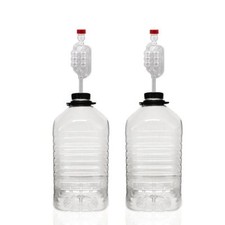2 x 5 Litre Food Grade PET Plastic Demijohns with Caps, Grommets & Airlocks