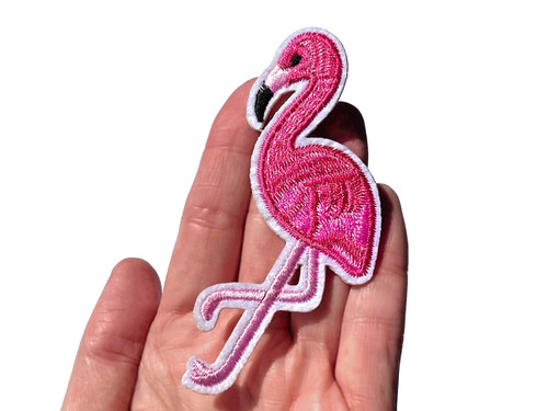 Embroidered pink flamingo iron - embroidered,