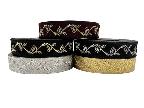 10m jacquard ribbon trim - ribbon/trim, ivy