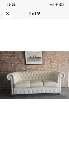 Cream leather chesterfield - cream,