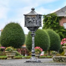Deluxe Antique Silver "Huntingdon" Victorian Post Box with Stand
