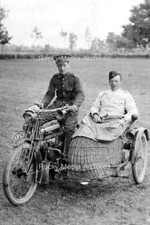Wxy-96 WWI, Soldiers with Motorcycle And Sidecar. Photo