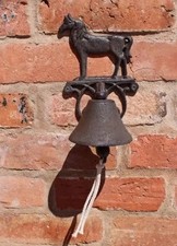 Rustic Cast Iron Wall Bell Horse Design