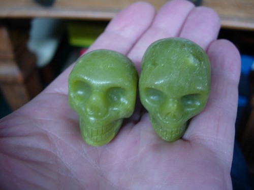 Crystal skull set green - set,