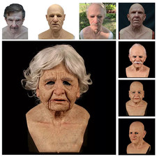 Halloween Old Man Mask Latex Cosplay Party Realistic Full Face Masks Headgear UK