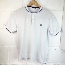 Mens Henri Lloyd Polo Shirt XL White Short Sleeve Pique Nautical Trim Logo 