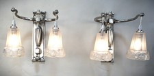 Pair of Antique 1930's French Art Deco Wall Sconce Light Fixture