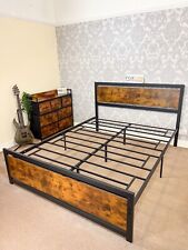 Double Metal Bed Frame Platform Bedframe Slat Bedstead with Headboard Footboard