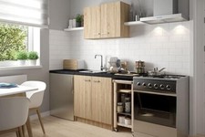 2-Piece Modern Kitchen Cabinet Set – Wall-Mounted & Sink Base, White/Oak Finish