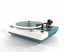 Restored Turntable Thorens TD 318 Bicolor White Turquoise Blau