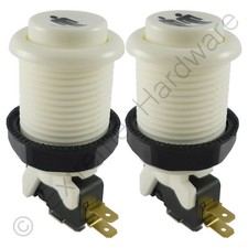 Suzo Happ 1 & 2 Player 28mm Round Classic Arcade Button & Microswitch (White)