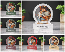 Acrylic Personalised Christmas Photo Snow Globe Plaque Sign - family Gift