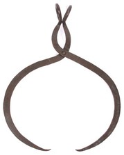 Vintage Large Iron Wood Ice Block Tongs Carrier Rustic Primitive Americana Tool