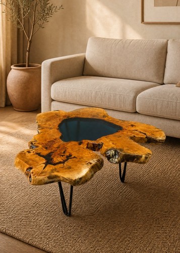 Yew tree live edge - side, table