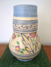 Vintage Pottery Vase Blue Pink