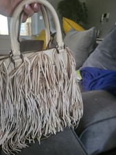 Prada 2007 runway cera nappa Fringe Tote bag off white leather