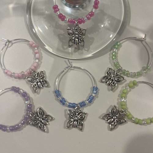 Butterfly wine glass charms - glass,