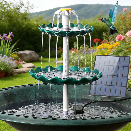 Tiered solar fountain bird - solar,