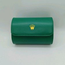 Rolex Green Used Double Watch Box Roll Travel Pouch Fits 2 Watches