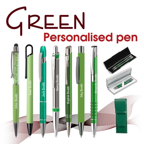 Personalised metal pen green - personalised,